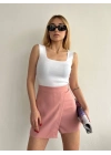 Kapaklı şort etek pudra s208