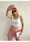 Kapaklı şort etek pudra s208