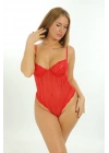 ÇOK SATAN Kırmızı Çizgili Bodysuit - 878