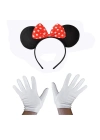ÇOK SATAN Kırmızı Fiyonklu Minnie Mouse Tacı Ve Beyaz Eldiven Seti