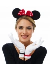 ÇOK SATAN Kırmızı Fiyonklu Minnie Mouse Tacı Ve Beyaz Eldiven Seti