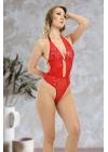 ÇOK SATAN Kırmızı Taşlı Bodysuit - 888