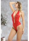 ÇOK SATAN Kırmızı Taşlı Bodysuit - 888