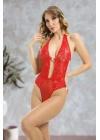 ÇOK SATAN Kırmızı Taşlı Bodysuit - 888