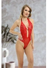 ÇOK SATAN Kırmızı Taşlı Bodysuit - 888