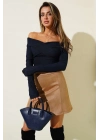 Madonna Çapraz Yaka Bluz Lacivert t4331
