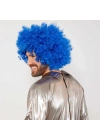 ÇOK SATAN Mavi Renk Kıvırcık Afro Bonus Peruk