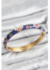 ÇOK SATAN Mineli Pirinç Mor Çiçek Motifli Gold Kadın Kelepçe