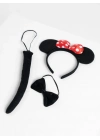 ÇOK SATAN Minnie Mouse Kostüm Seti Taç Kuyruk Papyon Gösteri Seti