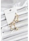 ÇOK SATAN Pirinç Gold Renk Ay Model Kadın Set Küpe