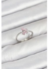 ÇOK SATAN Pirinç Gümüş Renk Pembe Kelebek Kadın Yüzük
