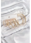 ÇOK SATAN Pirinç Halka Model Gold Renk Kadın Set Küpe