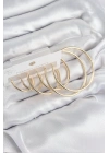ÇOK SATAN Pirinç Halka Model Gold Renk Kadın Set Küpe