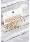 ÇOK SATAN Pirinç Halka Model Gold Renk Kadın Set Küpe