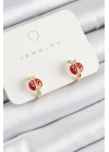 ÇOK SATAN Pirinç Uğur Böceği Model Gold Renk Çocuk Küpe