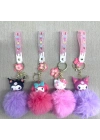 ÇOK SATAN Ponponlu Kuromi Ve Hello Kitty Anahtarlık Alk4246