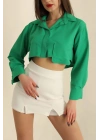 Poplin crop gömlek yeşil s3060