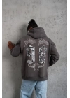 98 Baskılı Kapşonlu Sweat - Gri