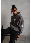 Baskılı Kapüşonlu Sweat - Gri