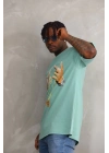 Baskılı Oversize T-Shirt - Mint Yeşili