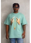 Baskılı Oversize T-Shirt - Mint Yeşili