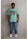 Baskılı Oversize T-Shirt - Mint Yeşili