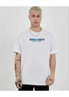 Bisiklet Yaka Baskılı Oversize T-Shirt - Beyaz