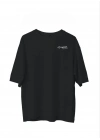Bisiklet Yaka Baskılı Oversize T-Shirt - Siyah