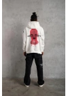 Maske Baskılı Kapüşonlu Sweat - Beyaz