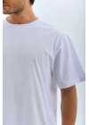 Oversize Düz Bisiklet Yaka T-Shirt - Beyaz