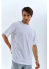 Oversize Düz Bisiklet Yaka T-Shirt - Beyaz
