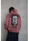 Paradise Baskılı Kapüşonlu Sweat - Gül Kurusu