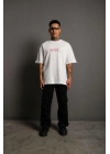 Sırt Baskılı Oversize T-Shirt - Beyaz