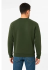 Üç İplik Düz Bisiklet Yaka SweatShirt - Haki
