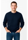Üç İplik Düz Bisiklet Yaka SweatShirt - Lacivert