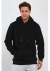 Uzun Kol Kapşonlu Basic Sweatshirt hoodie - Siyah