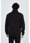 Yarım Fermuarlı Baskılı Sweat - Siyah