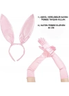 ÇOK SATAN Saten Kaplama Soft Pembe Eldiven 40 Cm Ve Tavşan Kulak 2 Li Set