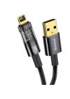 ÇOK SATAN Şeffaf Uçlu İphone 45w Usb Hızlı Ve Dayanıklı Şarj Ve Data Işıklı Örgü Kablo 1 Metre