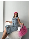 Sıfır kol kar yıkama tunik ceket mavi d2520