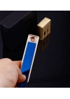 ÇOK SATAN Şık Görünümlü Usb Şarjlı Rezistanslı İnce Slim Metal Çakmak (mavi)