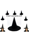 ÇOK SATAN Siyah Cadı Şapkası Keçe Yetişkin Boy 6 Adet