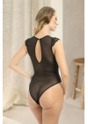 ÇOK SATAN Siyah Yarım Kol Dantel Bodysuit - 895