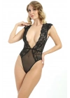 ÇOK SATAN Siyah Yarım Kol Dantel Bodysuit - 895