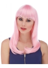 ÇOK SATAN Soft Pembe Renk Uzun Düz Parti Peruğu