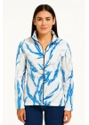 Tam Fermuarlı Desenli Polar Sweat Lightning Desen Yakalı, Uzun Kollu, Oversize Rahat Kalıp - Beyaz
