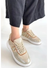 Tanwe Bej Cilt Bağcıklı Spor Ayakkabı