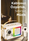ÇOK SATAN Taşınabilir Rgb Işılı Sevimli Figürlü Mikrofonlu Karaoke Bluetooth Hoparlör Krem