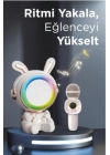 ÇOK SATAN Taşınabilir Rgb Işılı Sevimli Figürlü Mikrofonlu Karaoke Bluetooth Hoparlör Krem