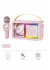 ÇOK SATAN Taşınabilir Rgb Işılı Sevimli Figürlü Mikrofonlu Karaoke Bluetooth Hoparlör Pembe